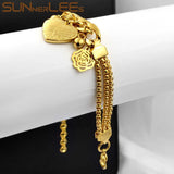 Stainless Steel Bracelet Heart Beads Flower Charm Link Chain SCB32