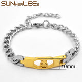 Stainless Steel ID Bracelet Charm Link Chain Silver Plated Gift