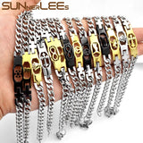 Stainless Steel ID Bracelet Charm Link Chain Silver Plated Gift