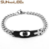 Stainless Steel ID Bracelet Charm Link Chain Silver Plated Gift
