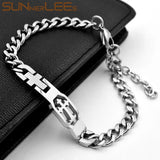 Stainless Steel ID Bracelet Charm Link Chain Silver Plated Gift