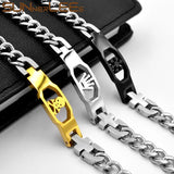 Stainless Steel ID Bracelet Charm Link Chain Silver Plated Gift