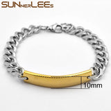 Stainless Steel ID Bracelet Decorative Pattern Surface Charm Link Chain
