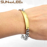 Stainless Steel ID Bracelet Decorative Pattern Surface Charm Link Chain