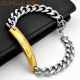 Stainless Steel ID Bracelet with Geometric Patterns