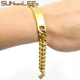 Stainless Steel ID Bracelet High Polished Charm Link Chain Jewelry