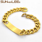 Stainless Steel ID Bracelet High Polished Charm Link Chain Jewelry