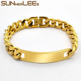 Stainless Steel ID Bracelet High Polished Link Chain Jewelry
