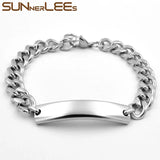 Stainless Steel ID Bracelet High Polished Charm Link Chain SCB19