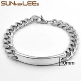 Stainless Steel ID Bracelet High Polished Charm Link Chain SCB19