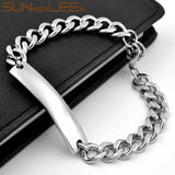 Stainless Steel ID Bracelet High Polished Charm Link Chain SCB19