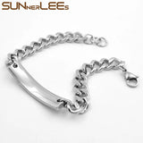 Stainless Steel ID Bracelet High Polished Charm Link Chain SCB19