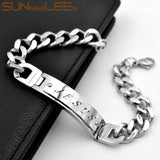 Stainless Steel ID Bracelet Jesus Christ Charm Link Chain