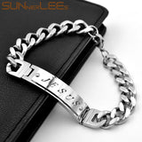 Stainless Steel ID Bracelet Jesus Christ Charm Link Chain