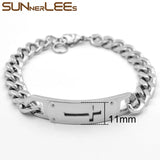 Stainless Steel ID Bracelet Jesus Cross Charm Chain Jewelry