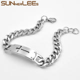 Stainless Steel ID Bracelet Jesus Cross Charm Chain Jewelry