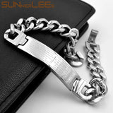 Stainless Steel ID Bracelet with Cross Charm