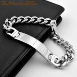 Stainless Steel ID Bracelet with Cross Charm