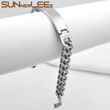 Stainless Steel ID Bracelet with Cross Charm