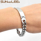 Stainless Steel ID Bracelet with Cross Charm