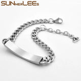 Stainless Steel ID Bracelet Roman Numerals Cubic Zirconia Men Women Gift
