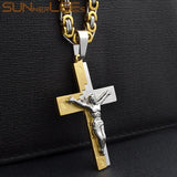 Men's Stainless Steel Jesus Christ Cross Pendant Necklace