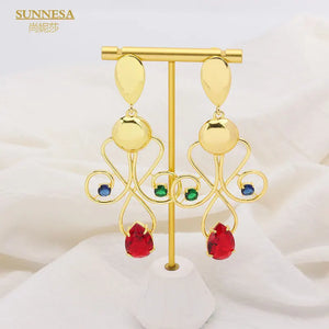 SUNNESA Dubai Lager Drop Earrings 18k Geometric Earrings