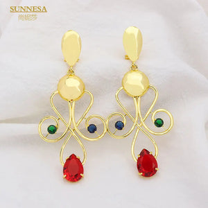 SUNNESA Dubai Lager Drop Earrings 18k Geometric Earrings