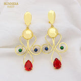 SUNNESA Dubai Lager Drop Earrings 18k Geometric Earrings