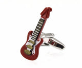 Men's Red Guitar Musical Instruments Cufflinks M4249