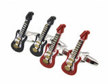Men's Red Guitar Musical Instruments Cufflinks M4249