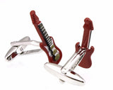 Men's Red Guitar Musical Instruments Cufflinks M4249