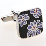 Purple Flower Design Cuff Links for Men's Shirt