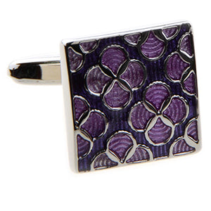 Purple Flowers Square CUFFLINKS for shirt J1004