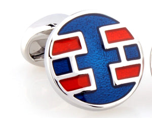 Men's Round Red/Pink/Purple Cuff Links for Shirt J1056