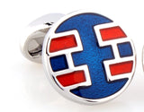 Men's Round Red/Pink/Purple Cuff Links for Shirt J1056