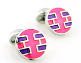 Men's Round Red/Pink/Purple Cuff Links for Shirt J1056
