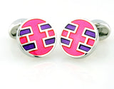 Men's Round Red/Pink/Purple Cuff Links for Shirt J1056