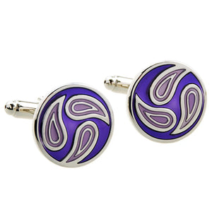 Men's Round Purple CUFFLINKS for Shirt J1008
