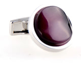 Men's Red Cat's Eye Round Cufflinks for Shirt J1083