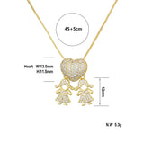 Boy Girl Love Necklaces Heart Shape Zirconia Pendants