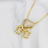 Boy Girl Love Necklaces Heart Shape Zirconia Pendants