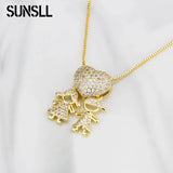 Boy Girl Love Necklaces Heart Shape Zirconia Pendants