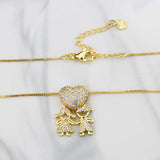 Boy Girl Love Necklaces Heart Shape Zirconia Pendants