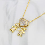 Boy Girl Love Necklaces Heart Shape Zirconia Pendants