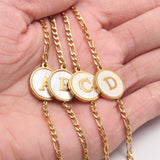 26 Letter Bracelet Stainless Steel Alphabet Initial Charm Shell Bracelet