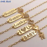 Zircon Pendant Link Chain Bracelet for Women Men