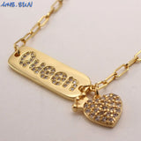 Zircon Pendant Link Chain Bracelet for Women Men