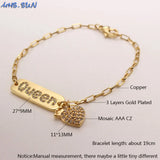 Zircon Pendant Link Chain Bracelet for Women Men