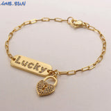 Zircon Pendant Link Chain Bracelet for Women Men